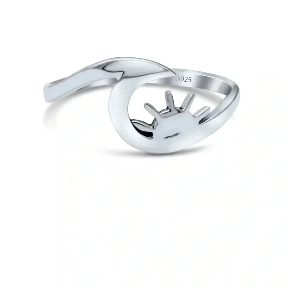 925 Sterling Silver Sunset Wave Band Ring. - Picture 3 of 4